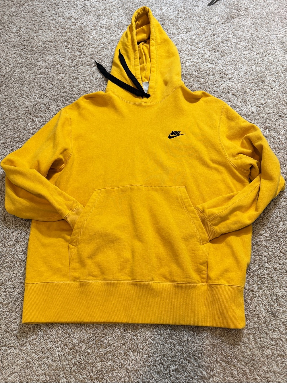 Vintage Nike Yellow Hoodie Sportswear Club Fleece Pullover Hoodie Size L